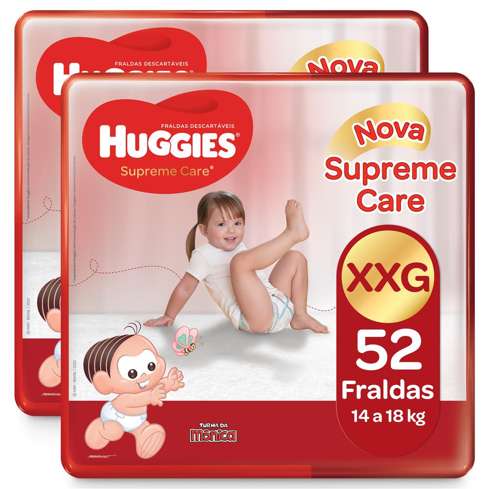 Fralda Huggies Turma da Mônica Supreme Care XXG - 104 Unidades