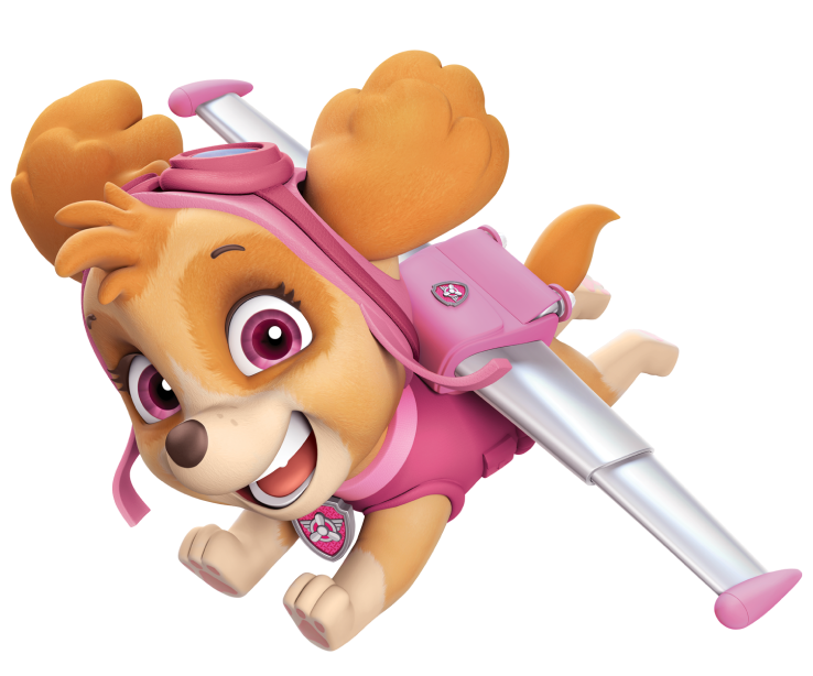A imagem mostra a personagem Skye voando