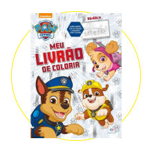 A imagem mostra um livro da Patrulha Canina de colorir