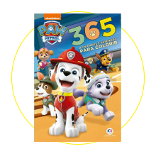 A imagem mostra um livro da Patrulha Canina de colorir