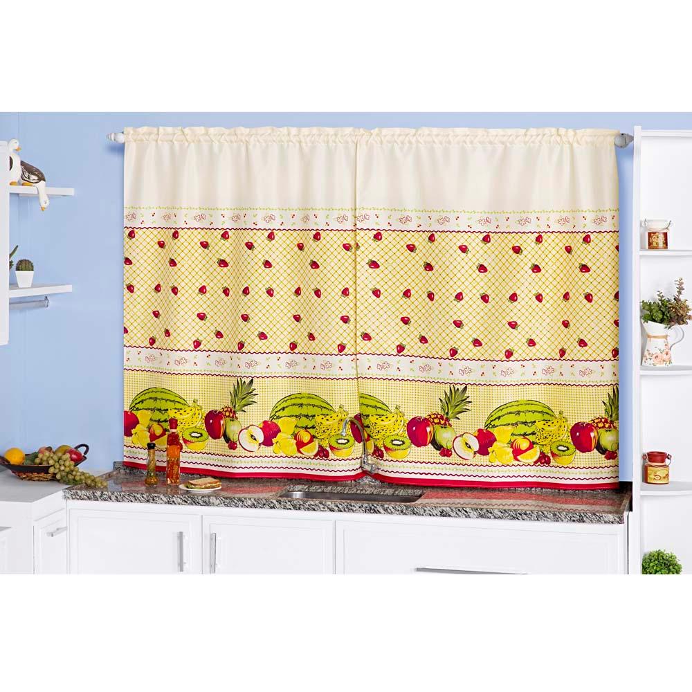 Cortina De Cozinha Com Frutas Enxovais Aquarela Oxford Amarelo Cortina De Cozinha Com Frutas Enxovais Aquarela Oxford Amarelo