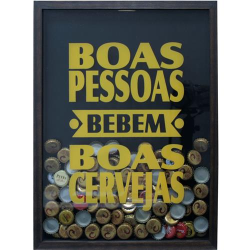 Quadro Porta Tampinhas Kapos com Vidro Cervejas Betume - 32x42cm é boa?