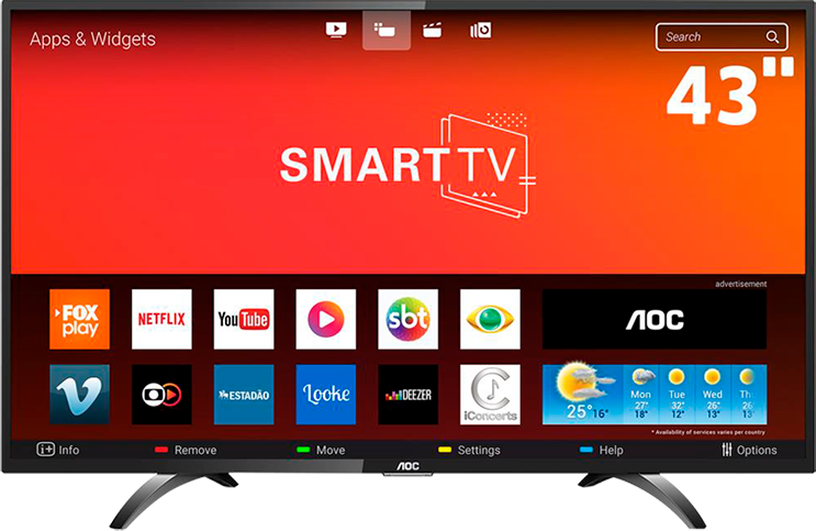 Smart TV LED 43" Full HD AOC LE43S5970S com Wi-Fi, Conversor Digital