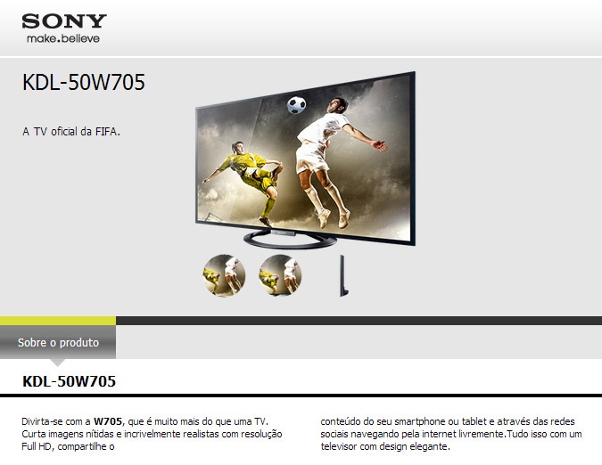 Smart TV de 50 polegadas LED Sony KDL-50W705A Full HD