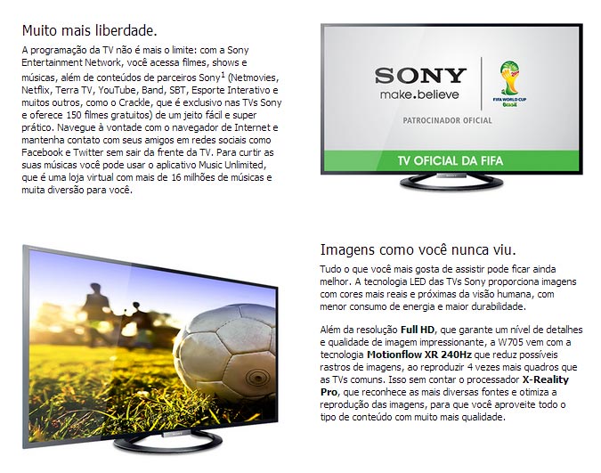 Imagens como você nunca viu com a Smart TV de 50 polegadas LED KDL-50W705A da Sony