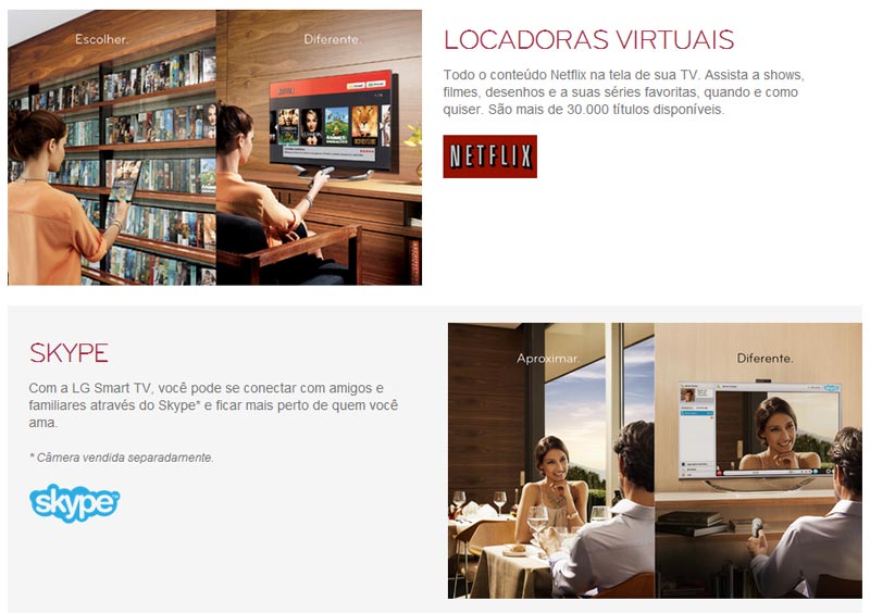 Skype, Netflix e muitos outros aplicativos com a Smart TV de 47 polegadas LG