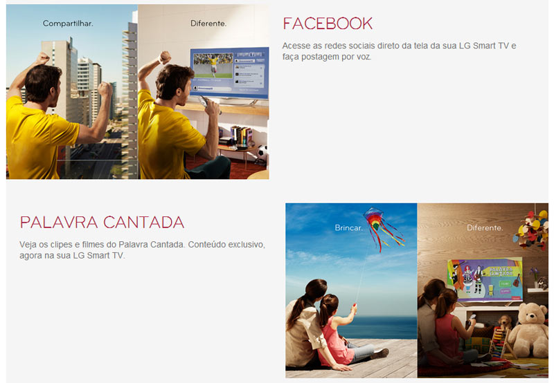 Acesse as principais redes sociais diretamente de sua Smart TV de LED de 47 polegadas da LG