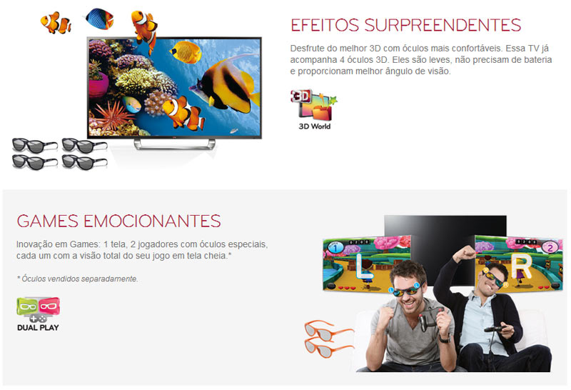 Efeitos incríveis com a tecnologia 3D da Smart TV LED Full HD da LG