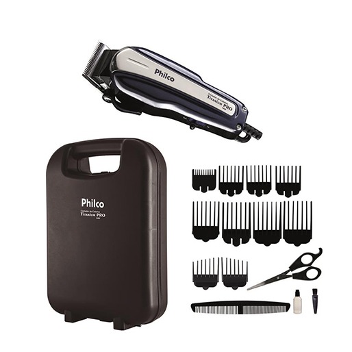 Repleto de acessórios Cortador de Cabelo Philco Titanium Pro PCR01 Anel para Pendurar