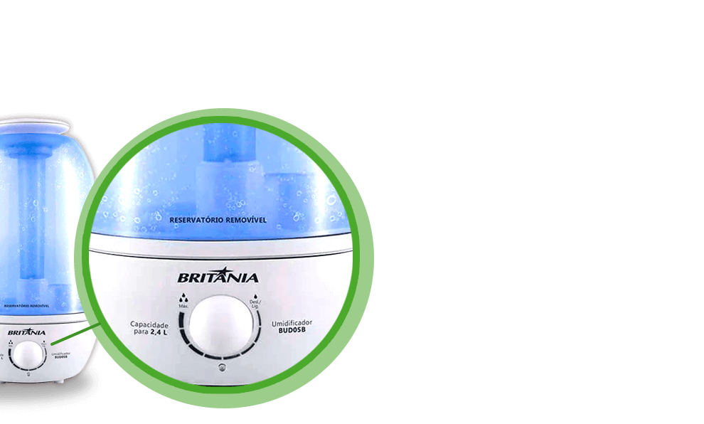 Desligamento automático Umidificador Britânia BUD05B controle intensidade