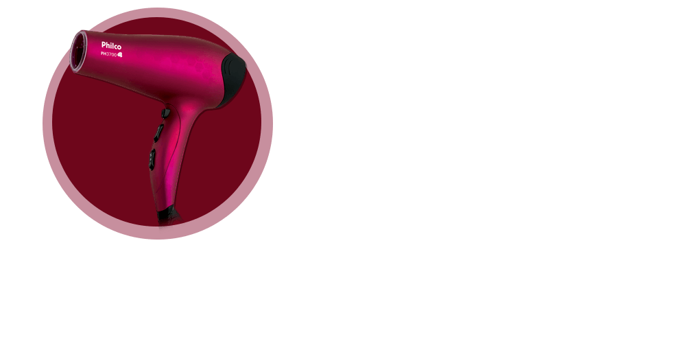 Jato de ar frio Secador Cabelos Philco PH3700 tourmaline íon