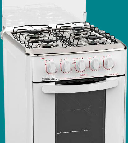 Design clean e funcional Fogão 4 Bocas Esmaltec Bali Branco