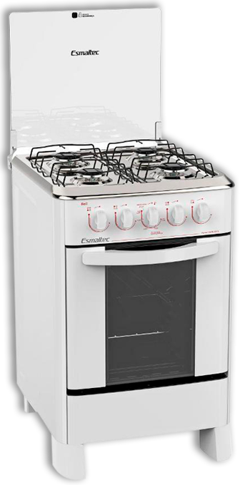 Fogão 4 Bocas Esmaltec Bali – Branco Fogão Piso 4 Bocas Esmaltec Bali Branco