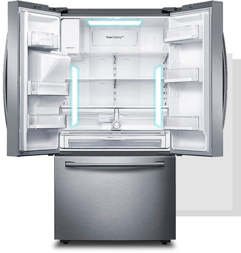 Iluminação por LED do Refrigerador Samsung French Door