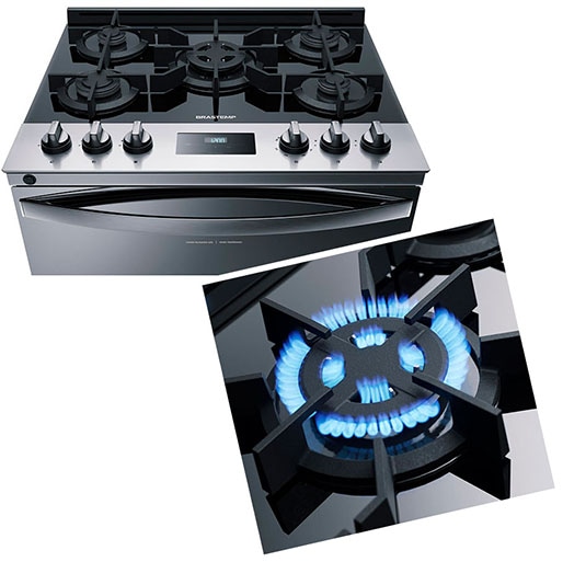 Fogão com estilo cooktop e turbo chama Fogão Brastemp BFD5VCR Mesa Vidro Cooktop Turbo Chama