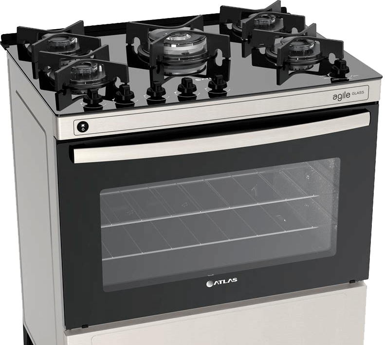 Grades deslizantes para facilitar o ajuste Fogão Atlas Agile Glass acendimento automático