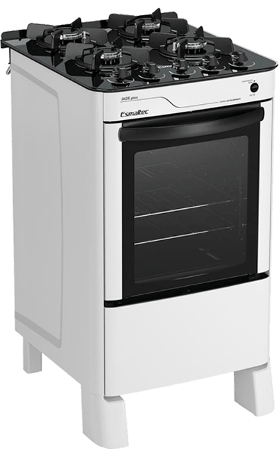 Fogao Esmaltec 4 Bocas Jade Glass Com Acendimento Automatico Branco Ponto