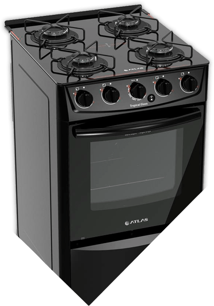 Forno possui uma grade deslizante Fogão 4 Bocas Tropical Glass Atlas Forno Cooktop
