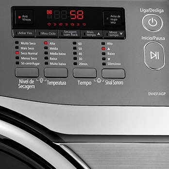 secadora de roupas a gás Samsung DV431AGP XAZ 17kg Platinum painel