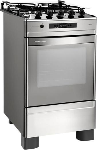 Fogão Brastemp 4 Bocas BF150AR Ative! Timer Grill Inox