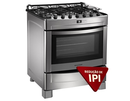 Fogão Brastemp Clean 6 bocas  - Design bonito e moderno com mesa de inox sobreposta e forno autolimpante