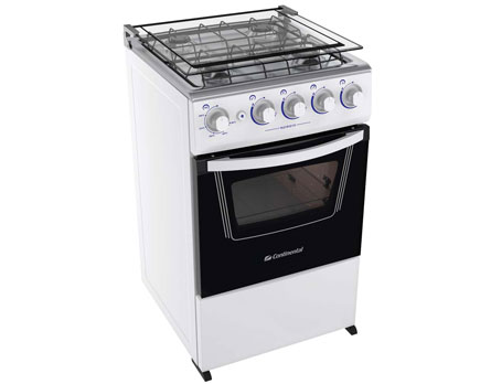Fogão prático, simples, compacto e seguro! - Spazio Continental vem com 4 bocas, forno autolimpante e válvula de segurança 
