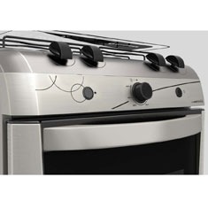 fogão Continental 4 bocas Novitá FGCT004PN Inox botões