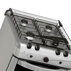 fogão Continental 4 bocas Novitá FGCT004PN Inox mesa