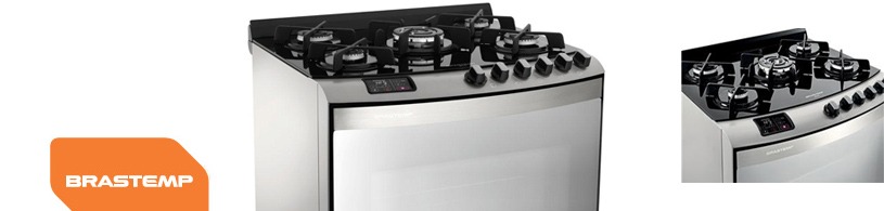 Fogão Brastemp 5 Bocas Ative Top Glass BFS5VAR Grill Elétrico