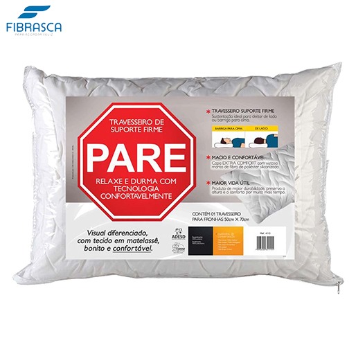 Travesseiro Fibrasca de Suporte Firme Pare 50 x 70 cm Branco