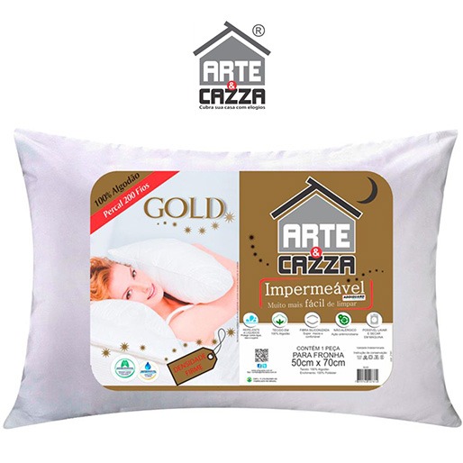 Travesseiro Arte & Cazza Gold em Algodão 200 Fios Travesseiro Arte Cazza Gold