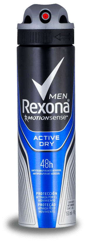 Proporciona até 48 horas de proteção contra a transpiração e o mau odor Desodorante Aerossol Rexona Men Motionsense Active Dry