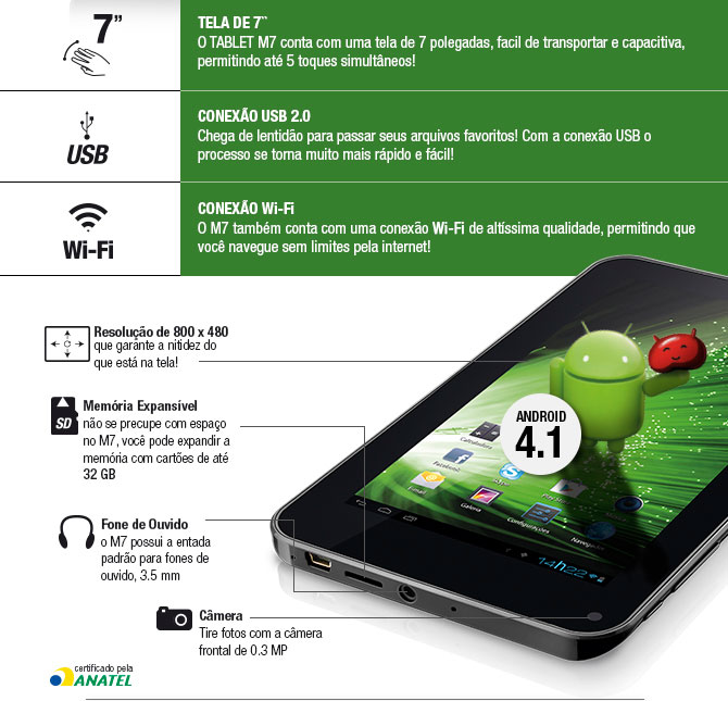Tablet Multilaser PC 7 M7 wi-fi