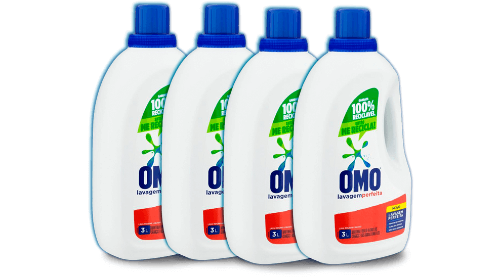 Sabão Líquido Omo Lavagem Perfeita 3 Litros - 4 Unidades