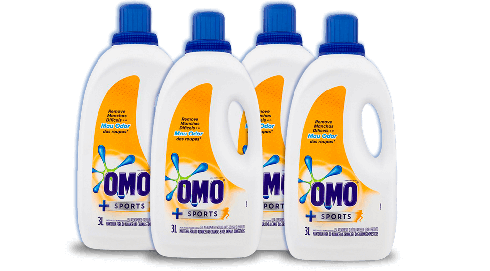 Sabão Líquido Omo Sports 3 Litros - 4 Unidades