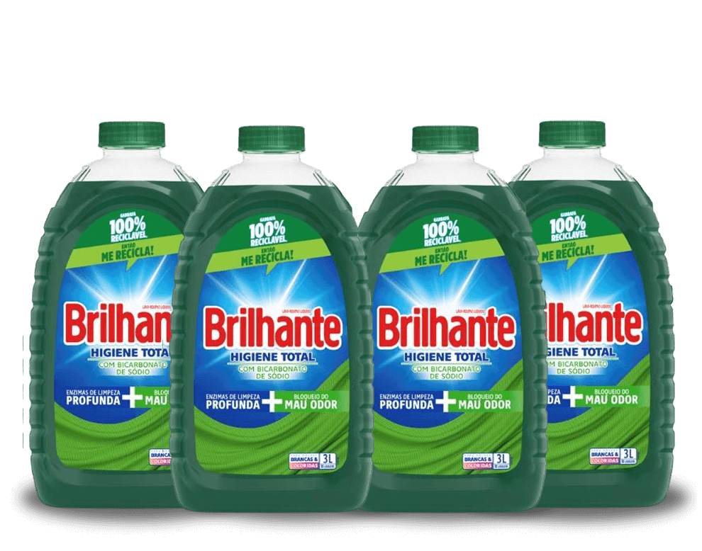 Sabão Líquido Brilhante Higiene Total 3L 4 Unidades Sabão Líquido Brilhante Higiene Total 3L 4 Unidades