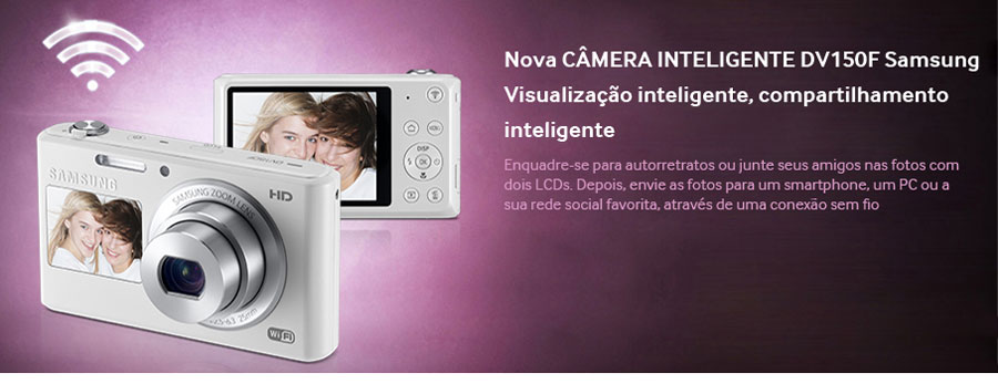 Câmera Samsung Smart DV150F Wi-Fi Embutido e Smart 2.0
