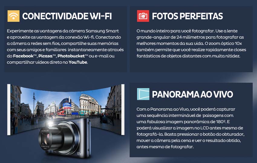 Câmera Samsung Smart com Wi-Fi, lente grande-angular e imagem panorâmica de 180°