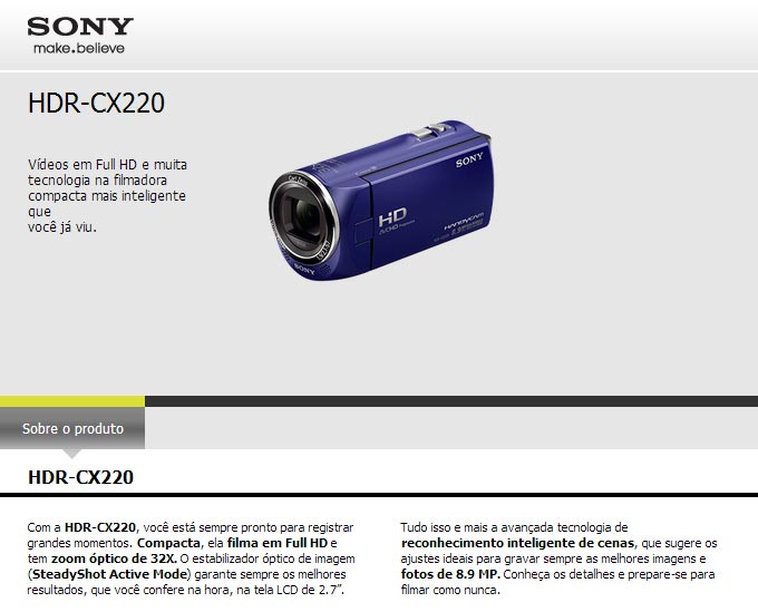 Filmadora Sony HDR-CX220 Azul