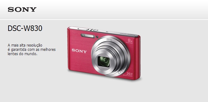Câmera Digital Sony Cyber-Shot DSC-W830 - Rosa