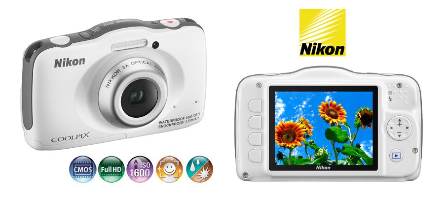 Câmera Digital Nikon Coolpix S32 Branca – 13.2MP, LCD 2.7”, Zoom 3x, À