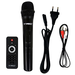 Acessórios acompanham a caixa Caixa de Som Amplificada TRC 515 Antena Interna