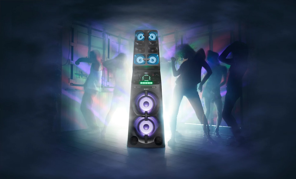 Mais música, iluminação e diversão MHC-V90DW