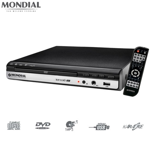 DVD Player Mondial D15 com Karaokê, Entrada USB e Ripping DVD Player