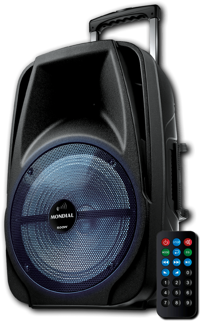 Rádio FM e equalizador digital Caixa Som Amplificada Mondial Connect Pro CM-500 transporte
