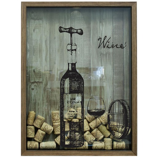 Quadro Porta Rolhas Kapos Quadro Porta Rolhas Kapos decoração objeto decorativo vidro madeira vinho rolha taça garrafa