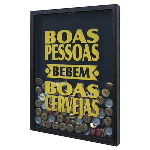 Divertido e funcional Quadro Decorativo Kapos Porta Tampinhas Cervejas