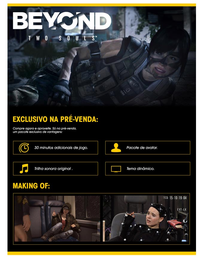 Itens exclusivos para a pré-venda do jogo Beyond: Two Souls para o PlayStation 3