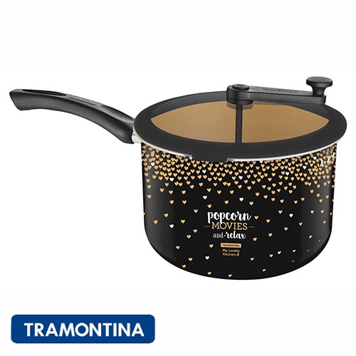 Linda estampa de corações dourados alimento revestimento antiaderente Starflon T1 cabo baquelite antitérmico