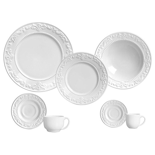 Aparelhor de Jantar Porto Brasil Acanthus Ravenna Esmalte Branco